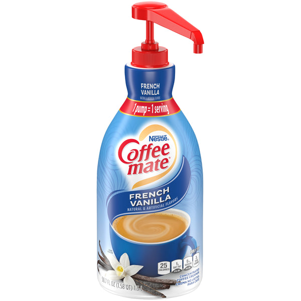 Nestle Coffee Mate Coffee Creamer French Vanilla Liquid Concentrate Pump Bottle 1.58 Qt - 2 Per Case.