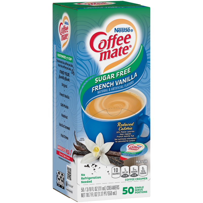 Nestle Coffee Mate Coffee Creamer Sugar Freefrench Vanilla Flavor Liquid Creamer Singles 18.7 Fluid Ounce - 4 Per Case.