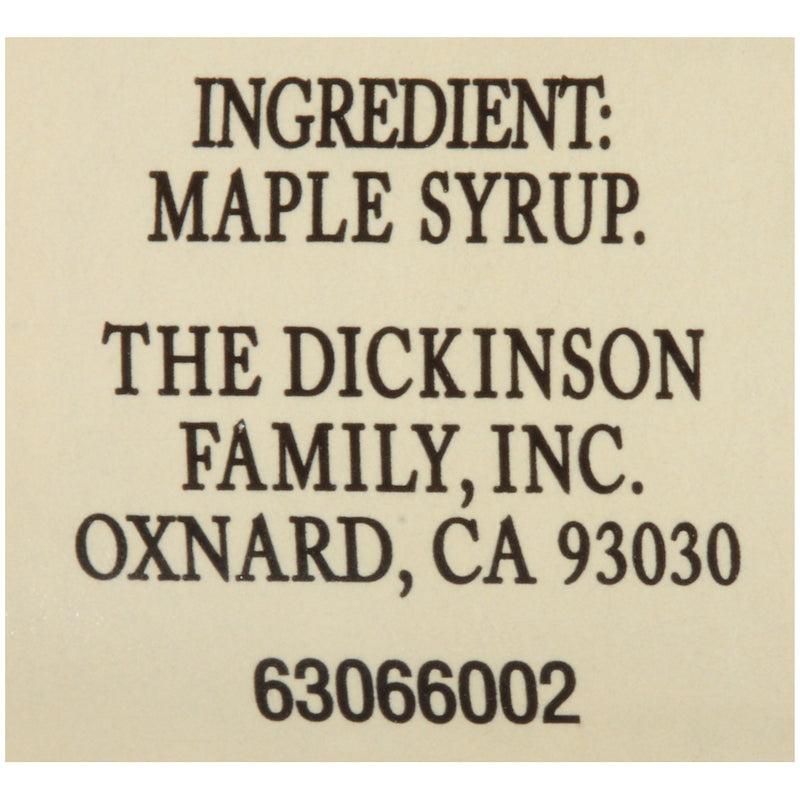 Dickinson Maple Syrup Glass 1.6 Ounce Size - 7.2 Pound Per Case.