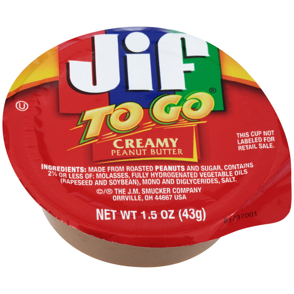 Jif Creamy Peanut Butter To Go 1.5 Ounce Size - 9 Pound Per Case.