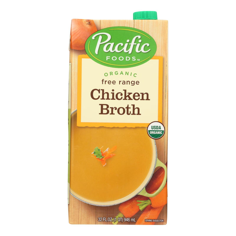 Pacific Natural Foods Chicken Broth - Free Range - Case of 12 - 32 Fl Ounce.
