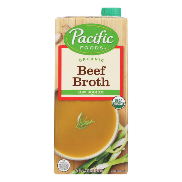 Pacific Natural Foods Beef Broth - Low Sodium - Case of 12 - 32 Fl Ounce.