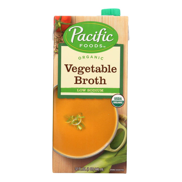 Pacific Natural Foods Vegetable Broth - Low Sodium - Case of 12 - 32 Fl Ounce.