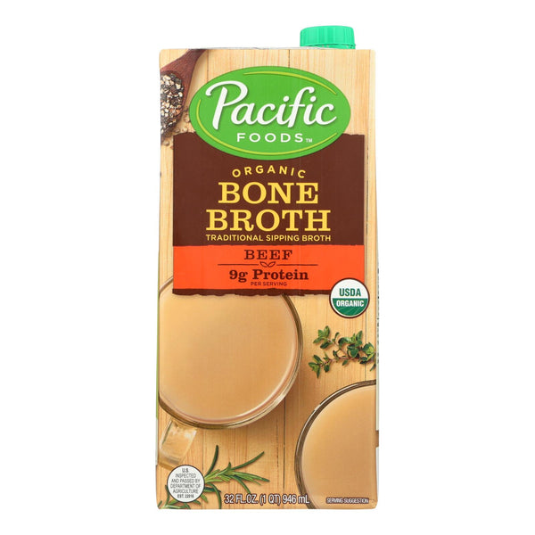 Pacific Natural Foods Organic Beef Bone Broth - Case of 12 - 32 Fluid Ounce