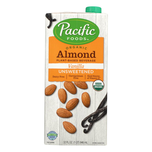 Pacific Natural Foods Almond Vanilla - Unsweetened - Case of 12 - 32 Fl Ounce.
