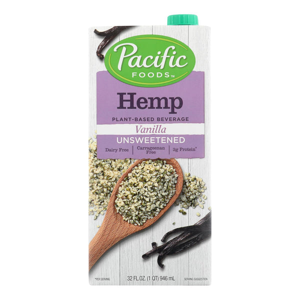 Pacific Natural Foods Hemp Vanilla - Unsweetened - Case of 12 - 32 Fl Ounce.