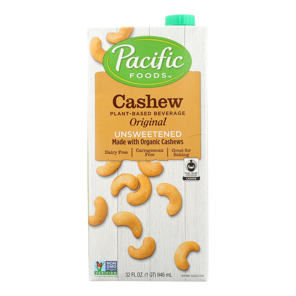 Pacific Natural Foods Cashew Beverage - Organic - Unsweetened- Case of 6 - 32 fl Ounce