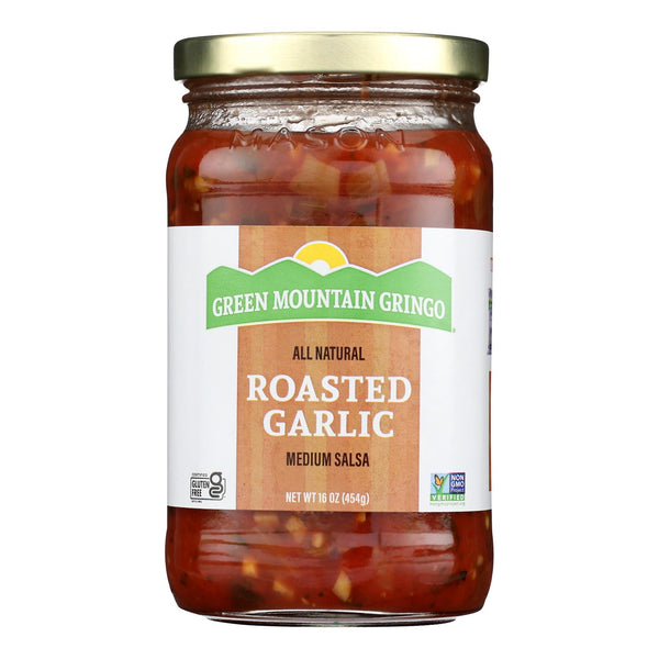 Green Mountain Gringo Medium Salsa - Garlic - Case of 12 - 16 Ounce.