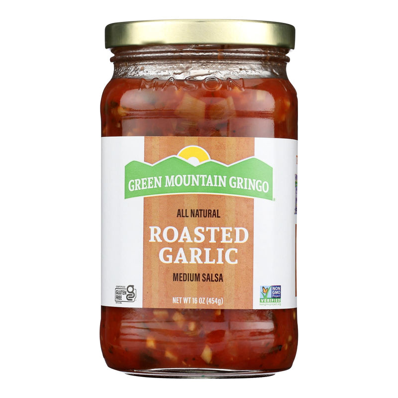 Green Mountain Gringo Medium Salsa - Garlic - Case of 12 - 16 Ounce.