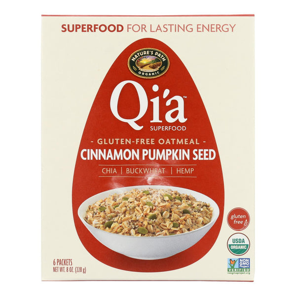 Nature's Path Organic Qi'A Superfood Hot Oatmeal - Cinnamon Pumpkin Seed - Case of 6 - 8 Ounce.
