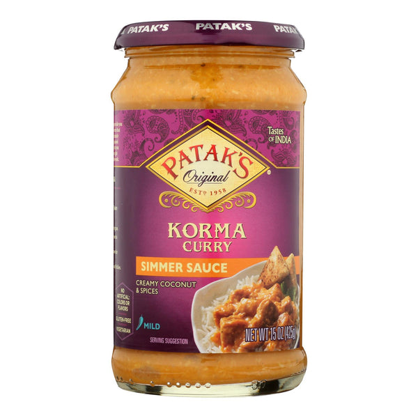 Pataks Simmer Sauce - Korma Curry - Mild - 15 Ounce - case of 6