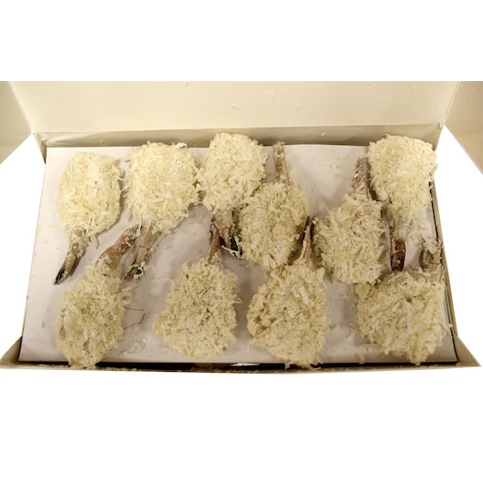 Singleton Seafood Shrimp Butterfly Coconut Breaded Clean Tail, 3 Pounds - 4 Per Case.