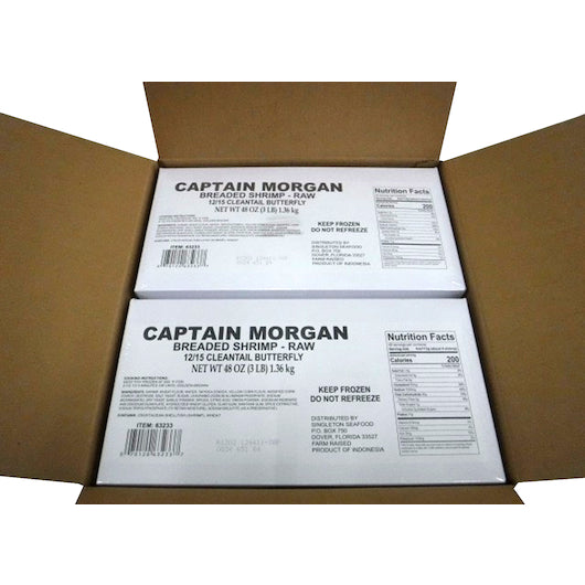 Captain Morgan Shrimp Hand Breaded Panko Clean Tail Butterfly, 3 Pounds - 4 Per Case