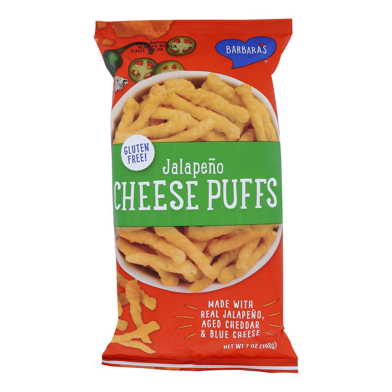 Barbara's Bakery - Cheese Puffs - Jalapeno - Case of 12 - 7 Ounce.