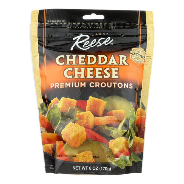 Reese Premium Croutons - Cheddar Cheese - Case of 12 - 6 Ounce.