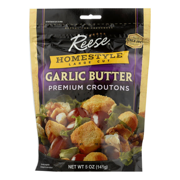 Reese Croutons Homestyle Garlic Butter - Case of 12 - 5 Ounce.