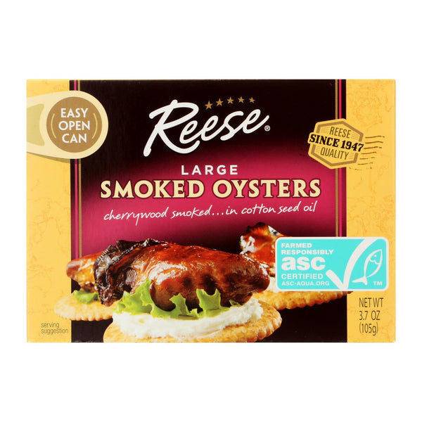 Reese Oysters - Smoked - Large - 3.7 Ounce - Case of 10