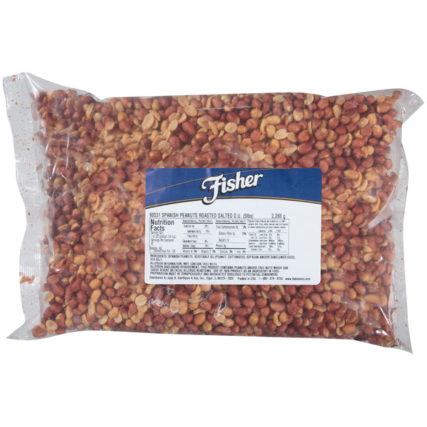 Fisher Roasted Spanish Peanuts Salted 5 Pound Each - 1 Per Case.