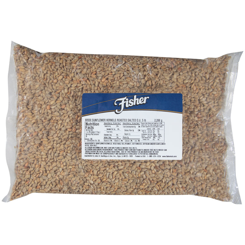 Fisher Roasted Sunflower Kernel Salted 5 Pound Each - 1 Per Case.