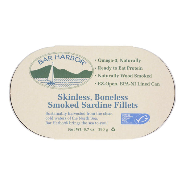 Bar Harbor - Smoked Sardine Fillets - Case of 12 - 6.7 Ounce.