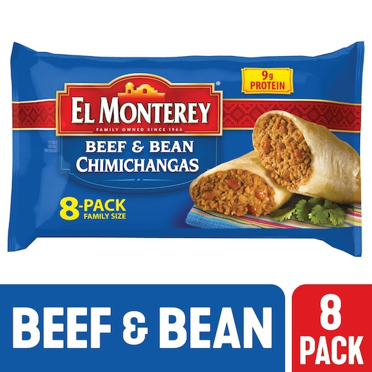El Monterey Family Pack Beef & Bean Chimichanga, 2 Pounds - 8 Per Case