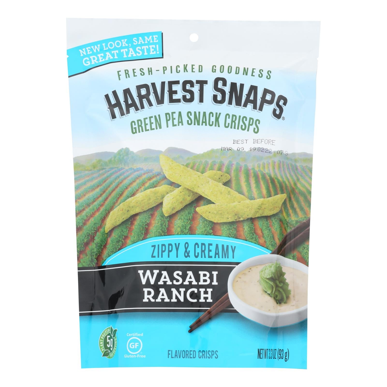 Calbee Snapea Crisp - Snapea Crisps - Wasabi Ranch - Case of 12 - 3.3 Ounce