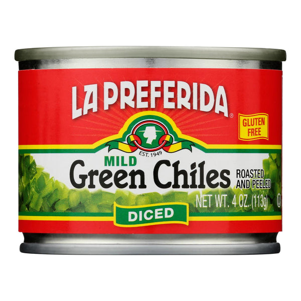 La Preferida Green Chiles - Diced - Case of 24 - 4 Ounce.