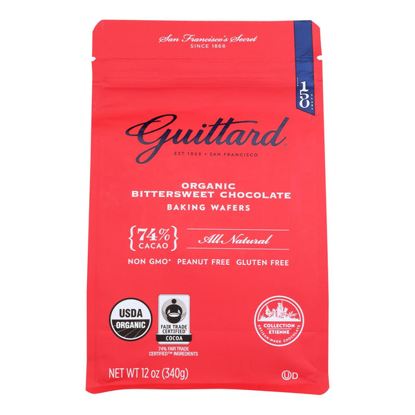 Guittard Chocolate Baking Wafers - Organic - 74% Bittersweet - Case of 8 - 12 Ounce