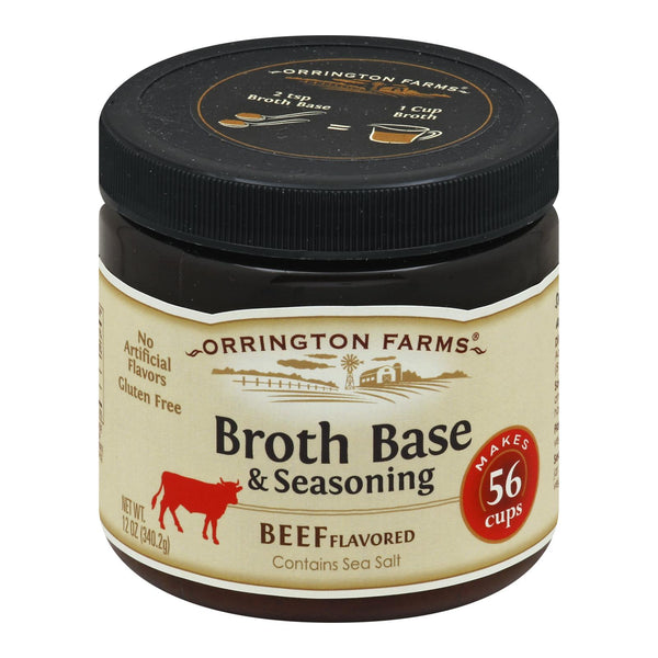 Orrington Farms Broth Base and Seasoning - Beef - Case of 6 - 12 Ounce.