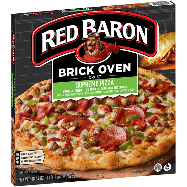 Red Baron Frozen Pizza Brick Oven Supreme 18.64 Ounce Size - 16 Per Case.