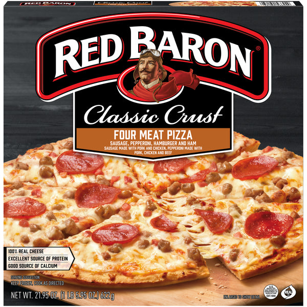 Red Baron Frozen Pizza Classic Crust Four Meat 21.95 Ounce Size - 16 Per Case.
