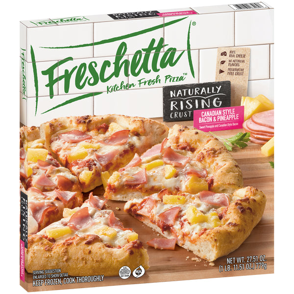 Freschetta Naturally Rising Crust Pizza Canadian Style Bacon & Pineapple 27.51 Ounce Size - 14 Per Case.