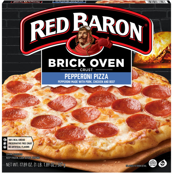 Red Baron Frozen Pizza Brick Oven Pepperoni 17.89 Ounce Size - 16 Per Case.