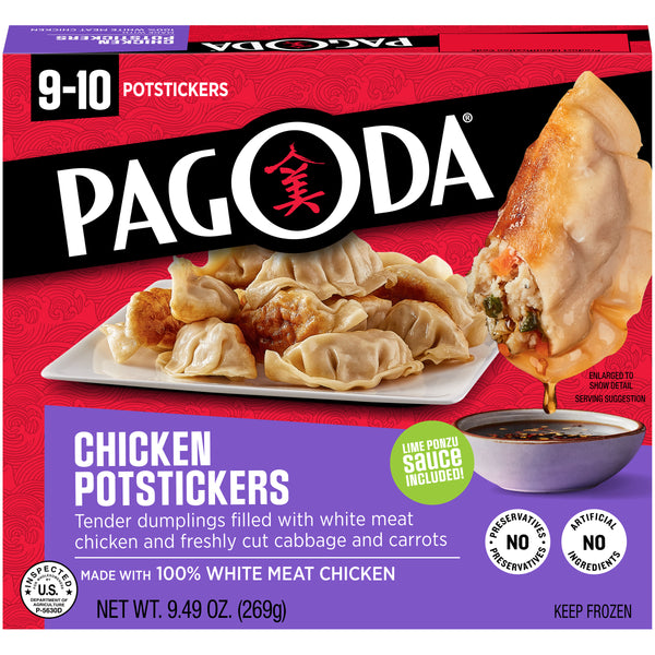 Pagoda Chicken Potsticker With Lime Ponzu Dipping Sauce 9.49 Ounce Size - 12 Per Case.