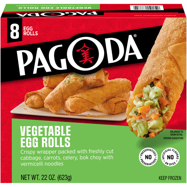 Pagoda Crunchy Vegetable Egg Rolls With Authentic Seasoning 22 Ounce Size - 8 Per Case.