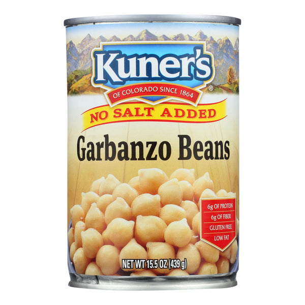 Kuner - Garbanzo Beans - No Salt Added - Case of 12 - 15 Ounce.
