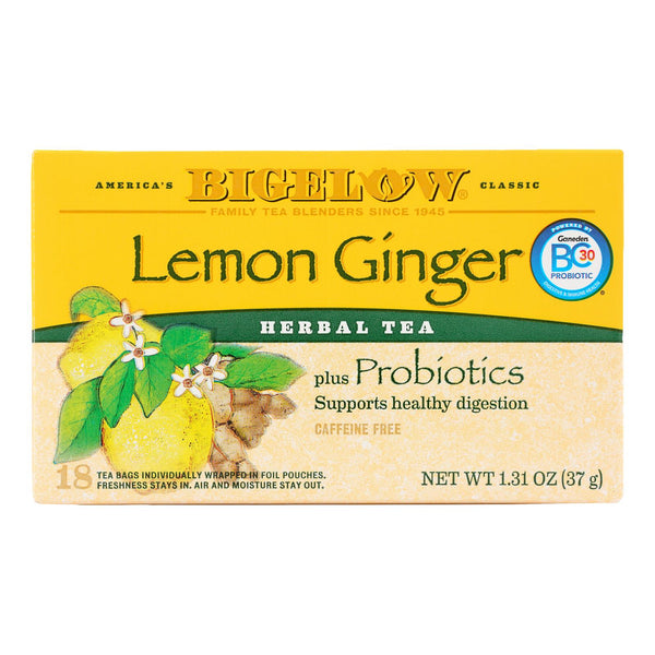 Bigelow Tea Herbal Tea - Plus Lemon Ginger - Case of 6 - 18 BAG
