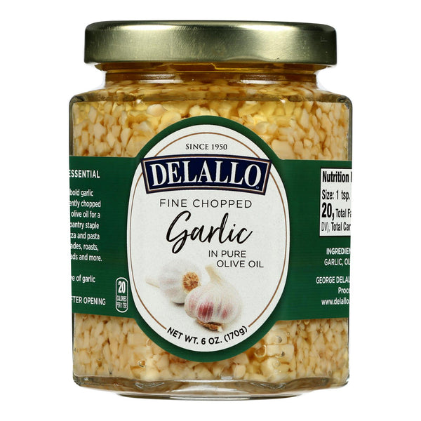 Delallo Fine Chopped Garlic In Pure Olive Oil - Case of 12 - 6 Ounce