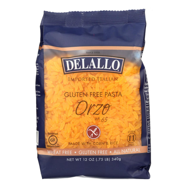 Delallo Gluten-Free Orzo Pasta  - Case of 12 - 12 Ounce
