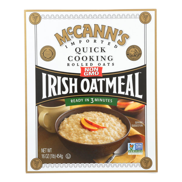 McCann's Irish Oatmeal Quick Cooking Rolled Oats - Case of 12 - 16 Ounce.