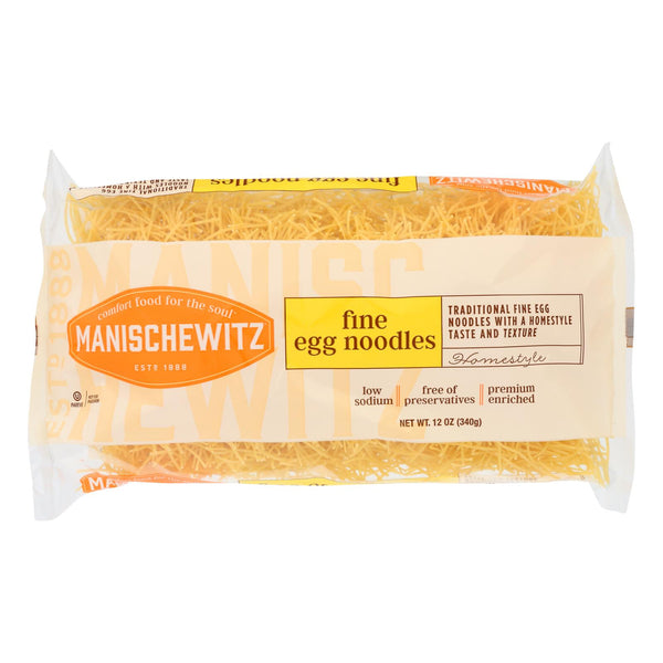 Manischewitz - Egg Noodles - Fine - Case of 12 - 12 Ounce.