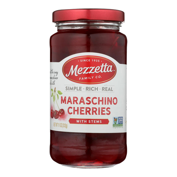 Mezzetta's Maraschino Cherries With Stems  - Case of 6 - 11 Ounce