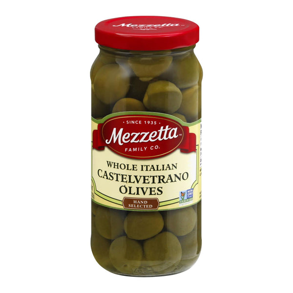 Mezzetta Italian Castelvetrano Whole Green Olives - Case of 6 - 10 Ounce.