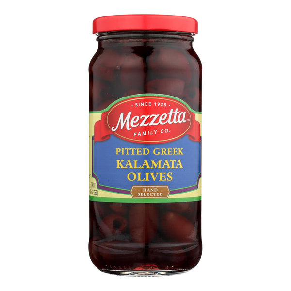 Mezzetta Pitted Greek Kalamata Olives - Case of 6 - 9.5 Ounce.