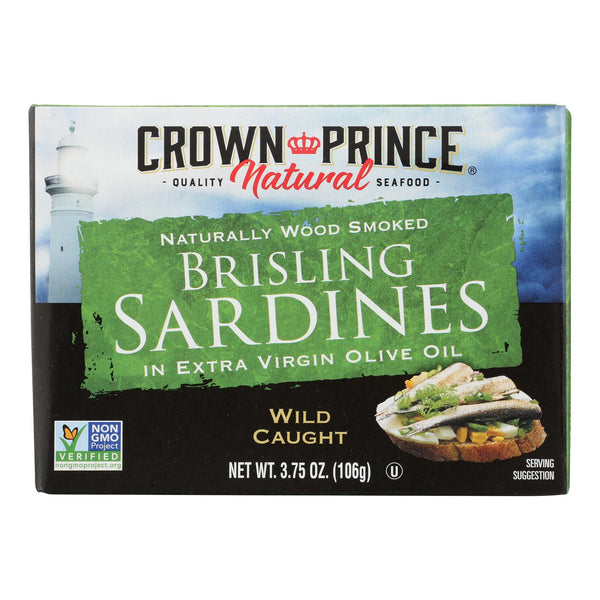 Crown Prince Brisling Sardines In Extra Virgin Olive Oil - Case of 12 - 3.75 Ounce.