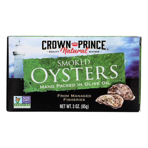 Crown Prince Oysters - Naturally Smoked in Pure Olive Oil - 3 Ounce - case of 18
