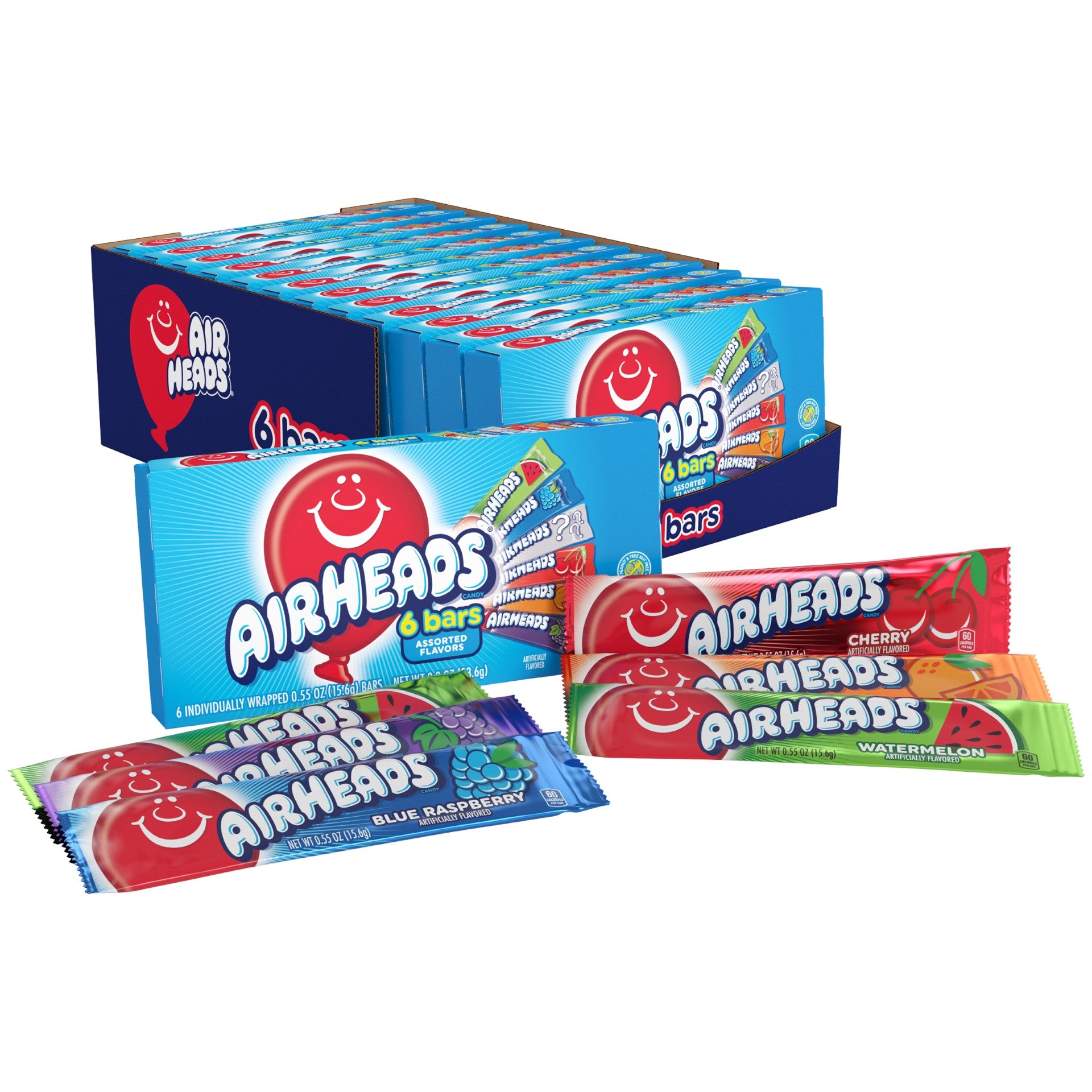 Airheads Bars Theatre Pack Assorted Flavors 3.3 Ounce Size - 12 Per Case.