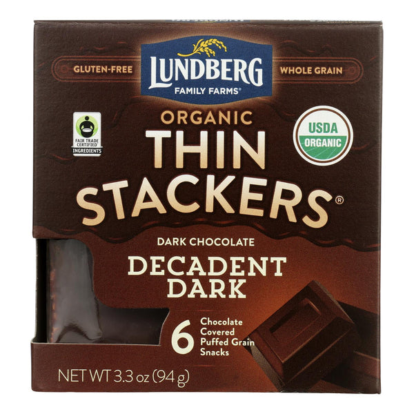 Lundberg Family Farms - Stackers Dark Chocolate - Case of 6 - 3.3 Ounce
