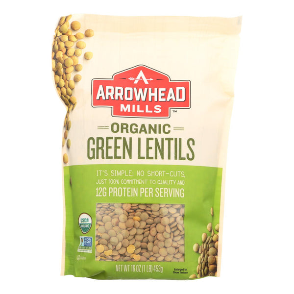 Arrowhead Mills - Organic Green Lentils - Case of 6 - 16 Ounce.