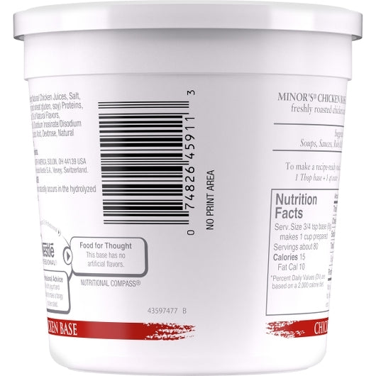 Minor's No Msg Added Chicken Base, 1 Pounds, 12 per case